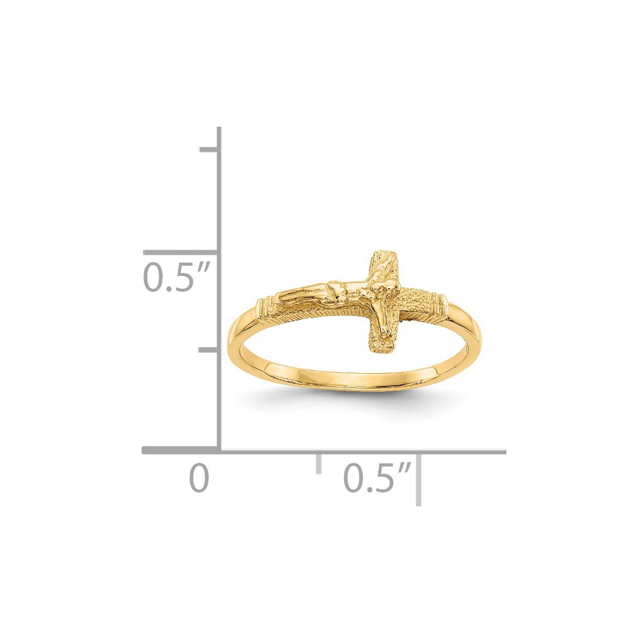 14K Satin Finish Childs Crucifix Ring-2