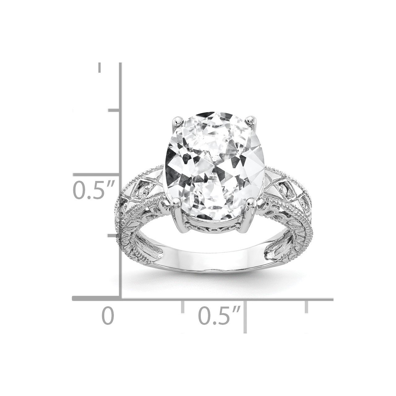 14k White Gold 12x10mm Oval Cubic Zirconia VS Diamond Ring-1