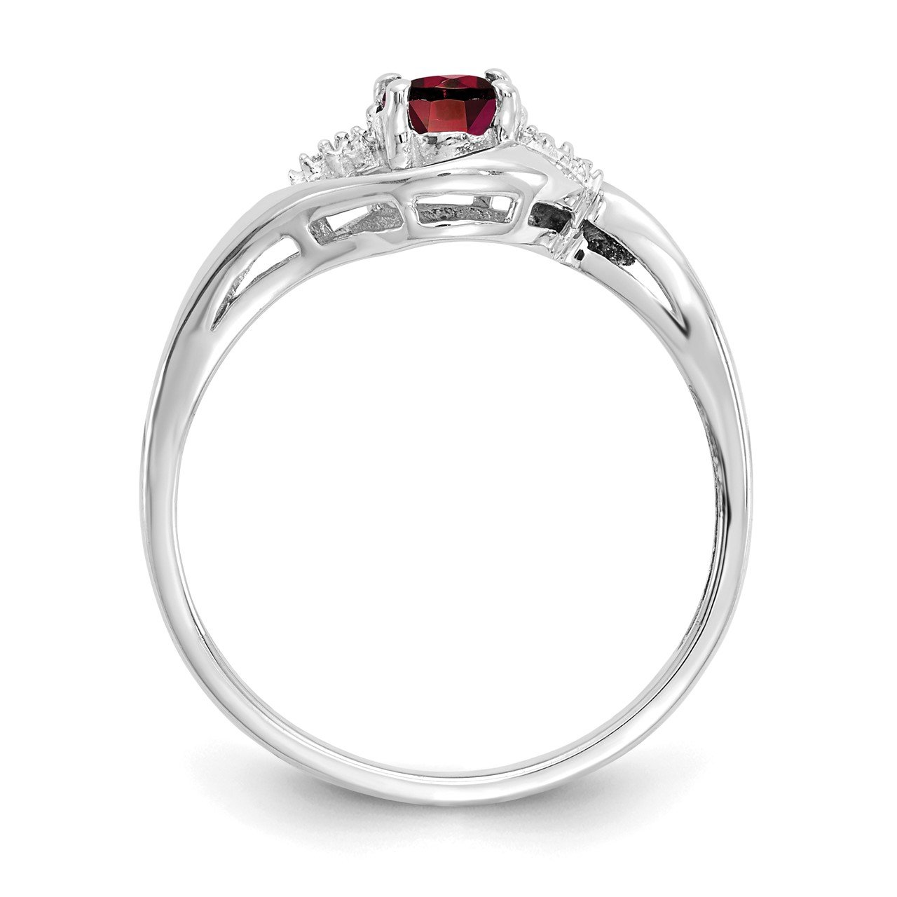 14k White Gold Garnet and Diamond Ring-1