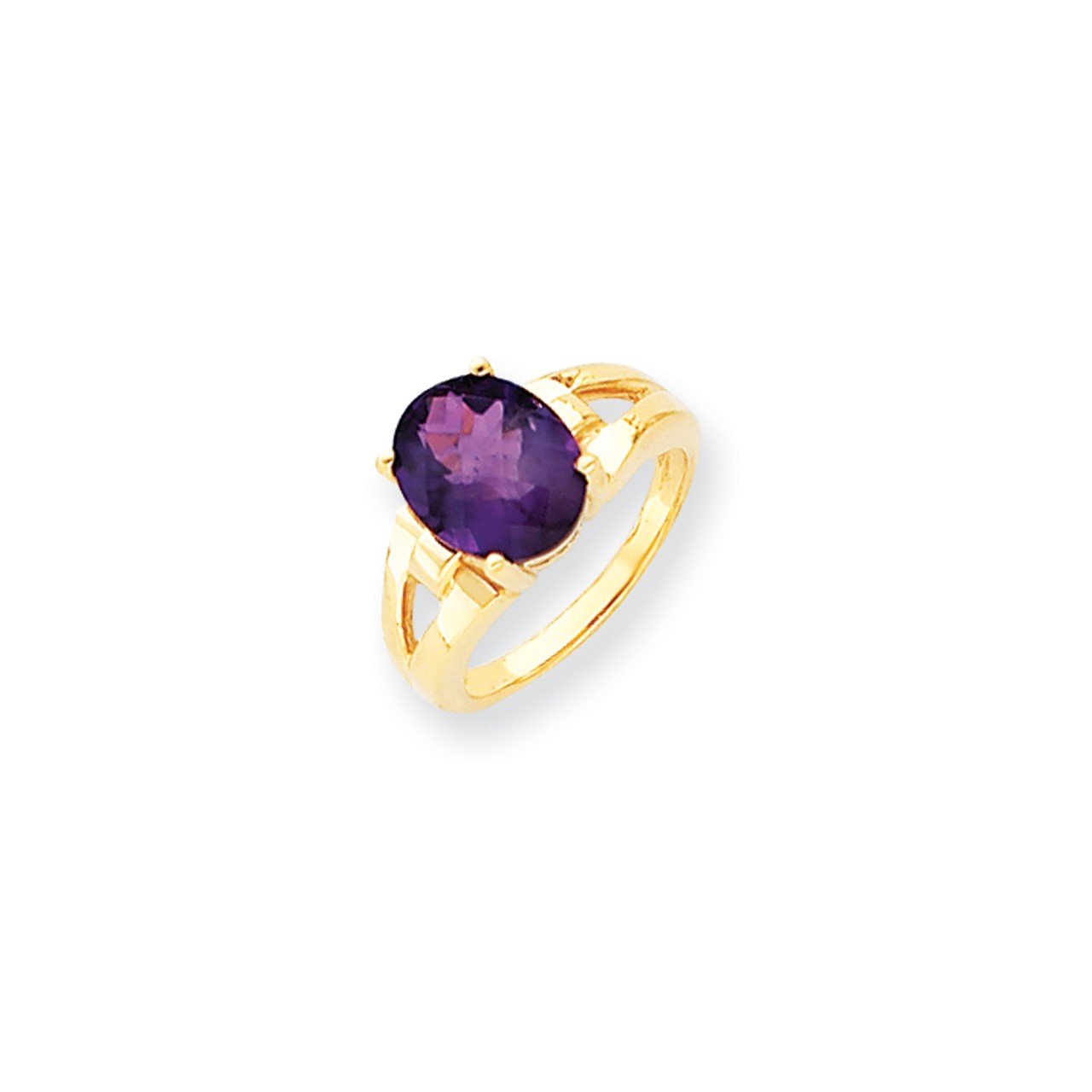 14k 11x9mm Oval Amethyst Checker ring