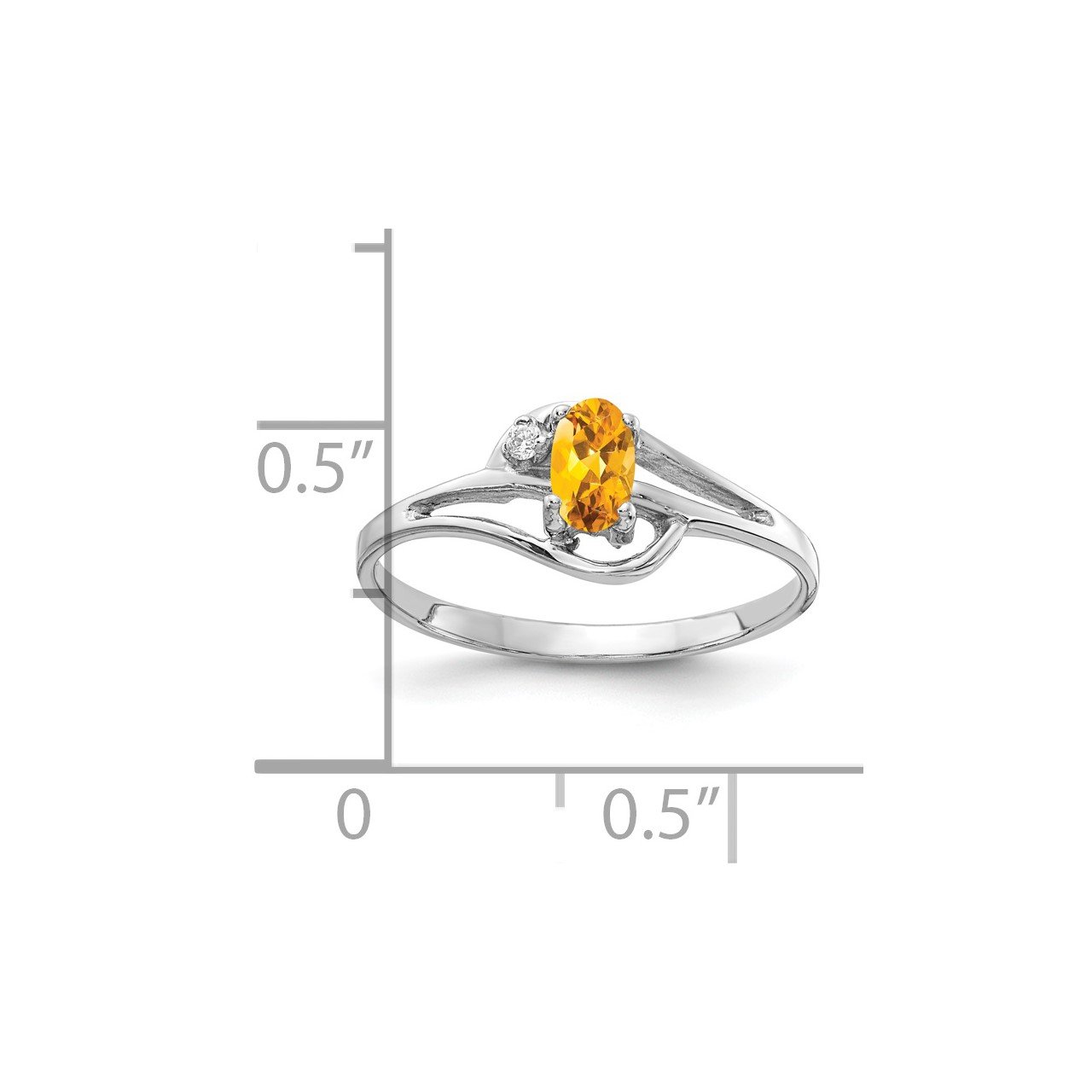 14k White Gold 5x3mm Oval Citrine AA Diamond ring-1