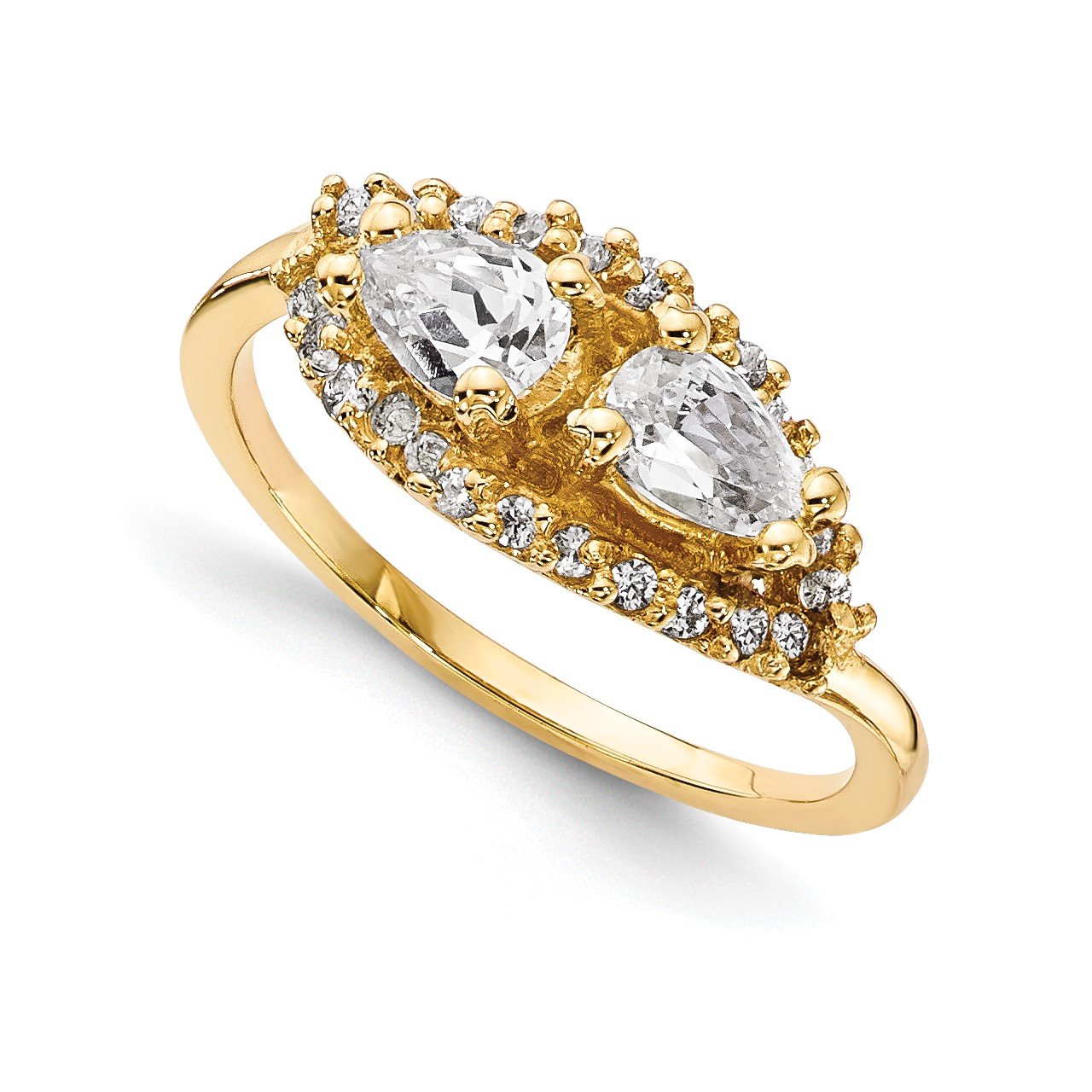 14KY AA Diamond 2-stone Ring Semi-Mount - 6x4 mm center stones