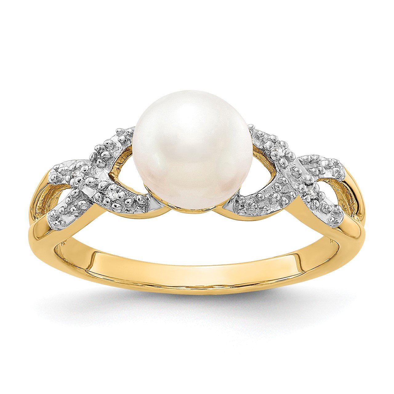 14k Diamond and FW Cultured Pearl Ring