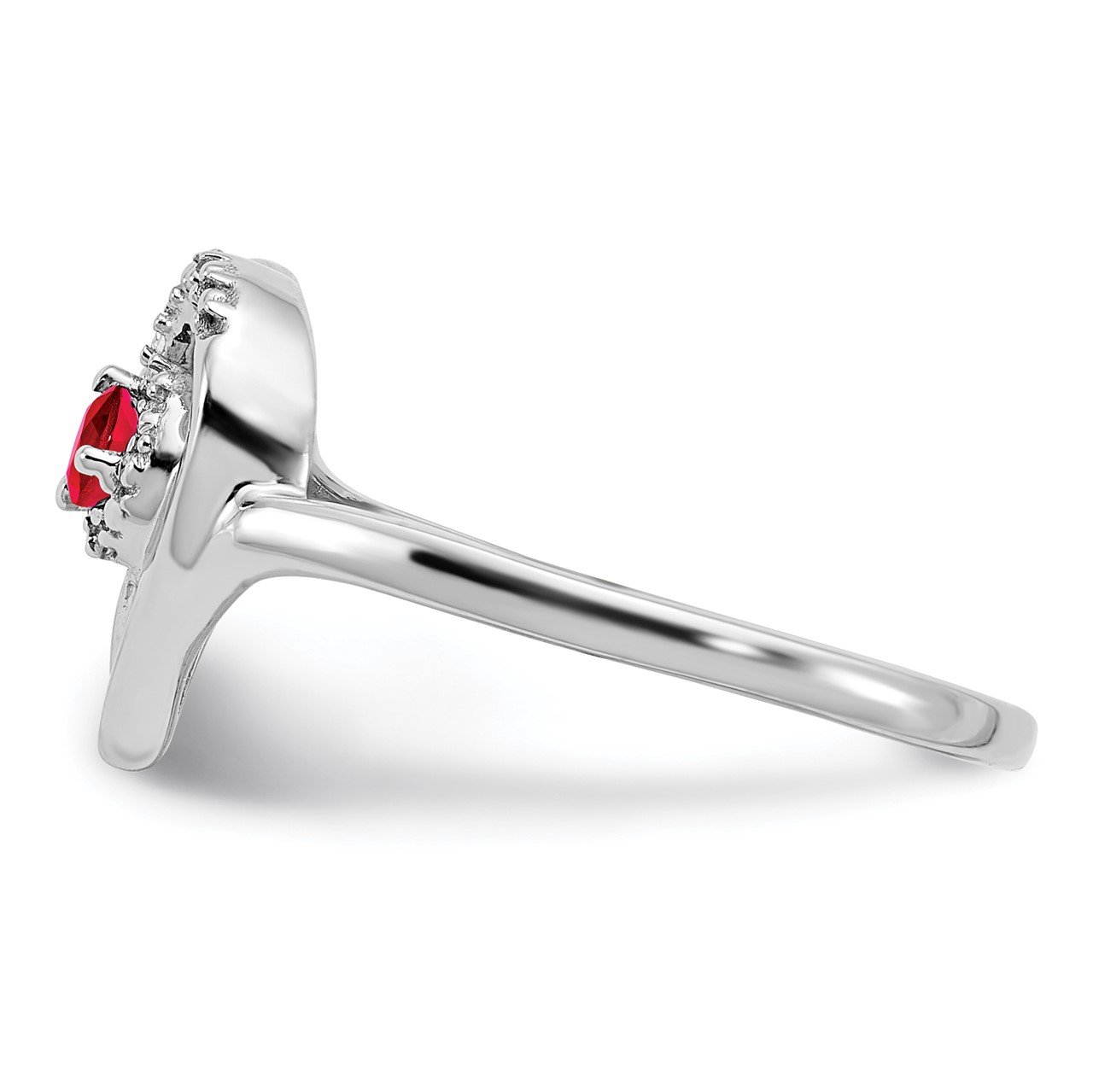 14k White Gold Ruby and Diamond Heart Ring-3