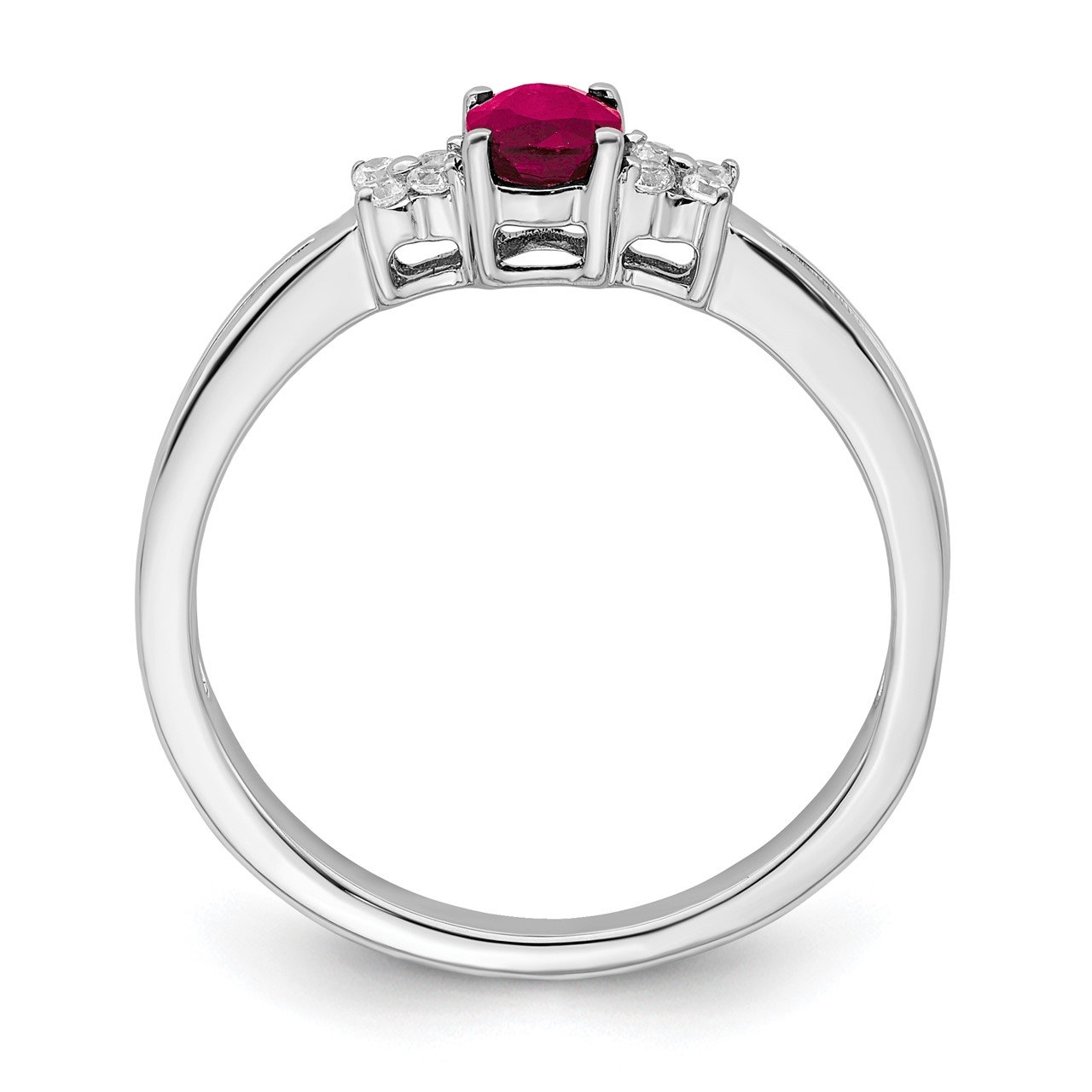 14k White Gold Oval Ruby and Diamond Ring-1