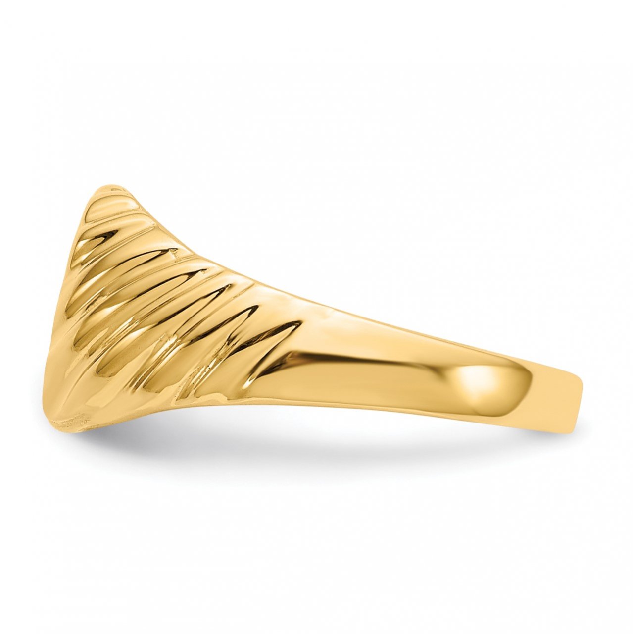 14K Gold Polished Baby Rectangle Signet with Stripes Ring-3