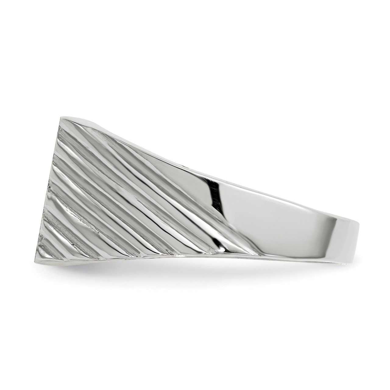 14k White Gold 9.0x10.0mm Closed Back Signet Ring-2