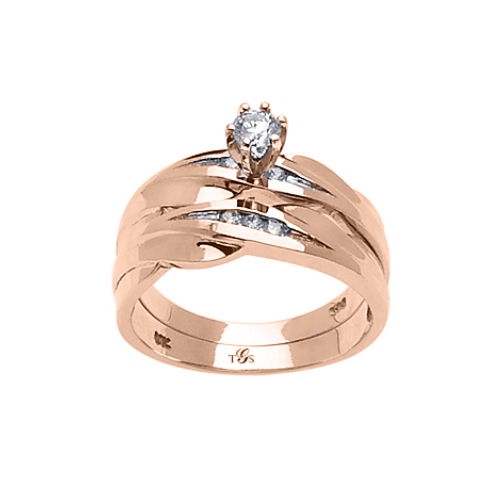 14k Yellow / White / Rose Gold Channel Set Natural Diamond Wedding Set (Center Stone Not Included)-0