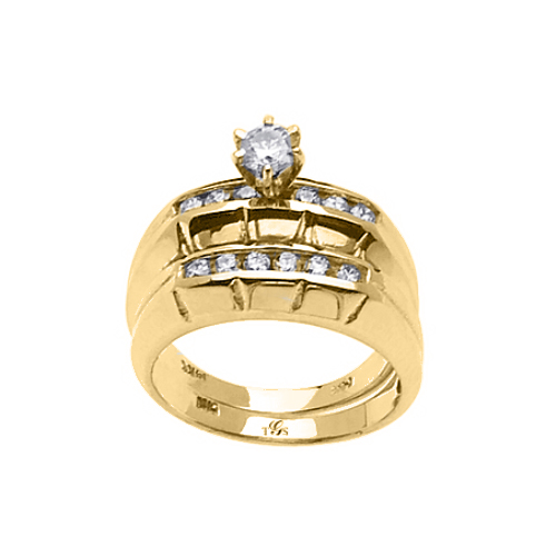 14k White / Yellow /Rose Gold Channel Set Natural Diamond Wedding Set (Center Stone Not Included)-2