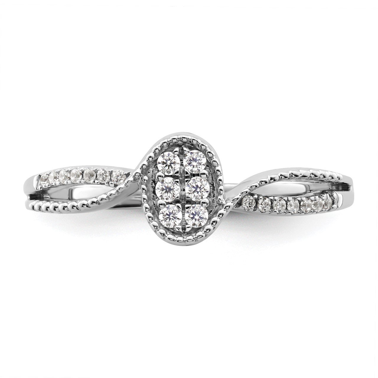 14kw Lab Grown Diamond SI1/SI2, G H I, Small Cluster Promise Ring-3