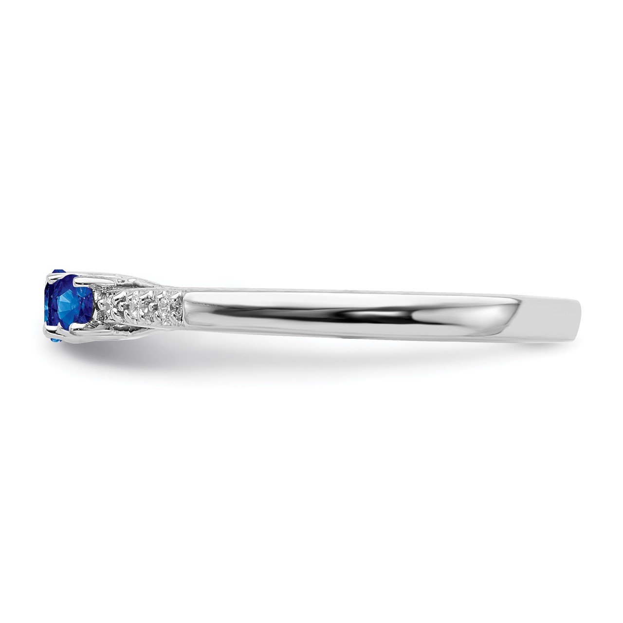 14k White Gold Sapphire and Diamond 3-stone Ring-3