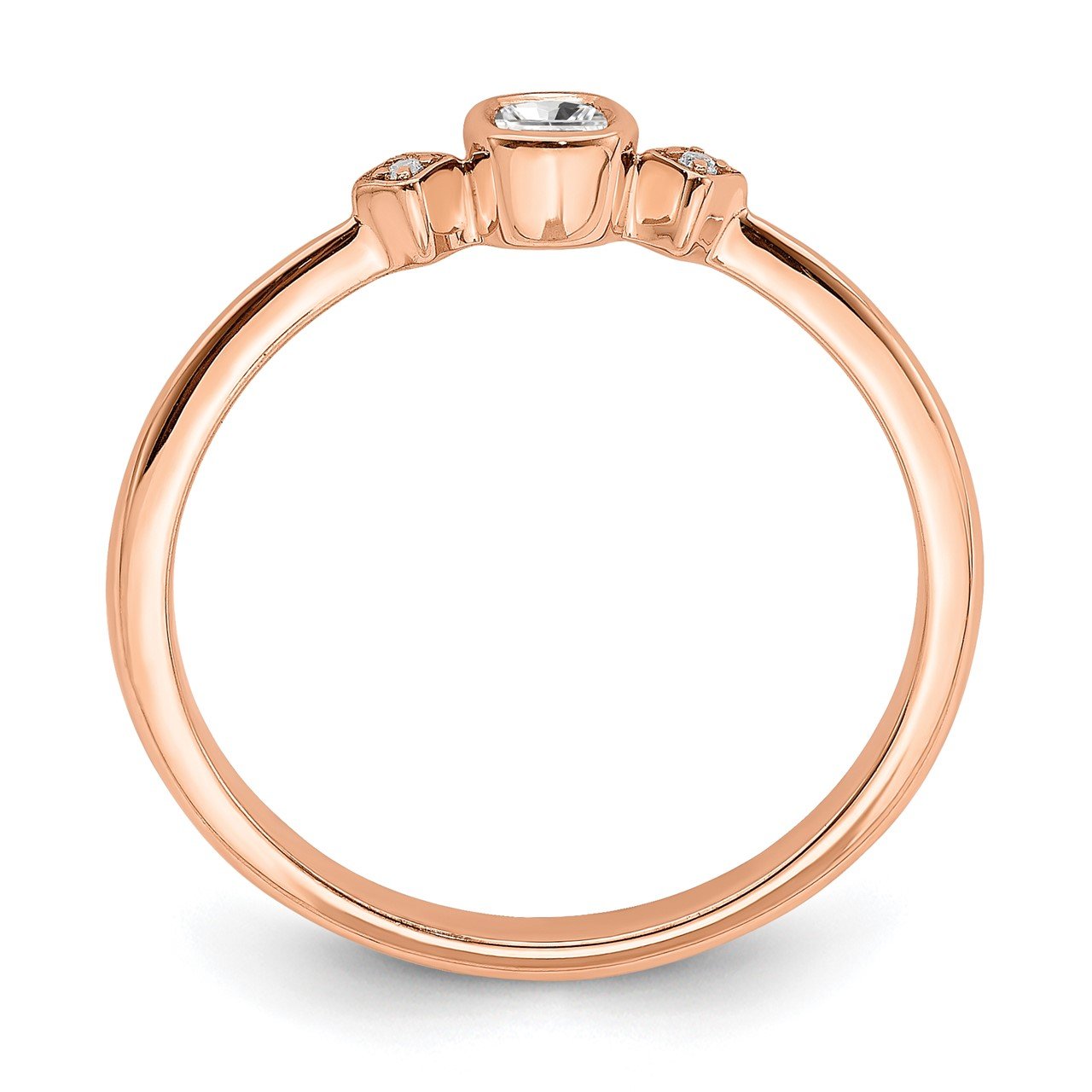 14k Rose Gold Polish Petite Cushion Complete Dia Ring-1