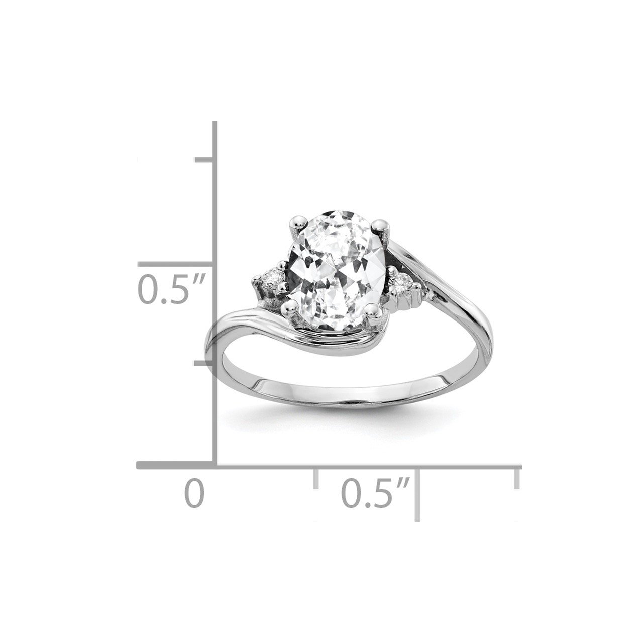 14k White Gold 8x6mm Oval Cubic Zirconia VS Diamond Ring-1