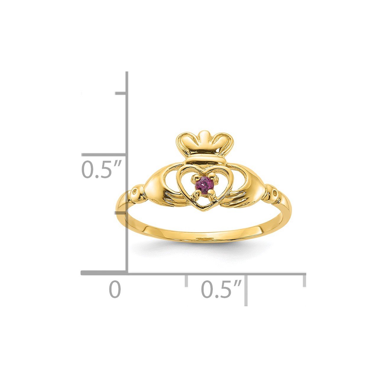 14ky Rhodolite Garnet Claddaugh Birthstone Ring-1