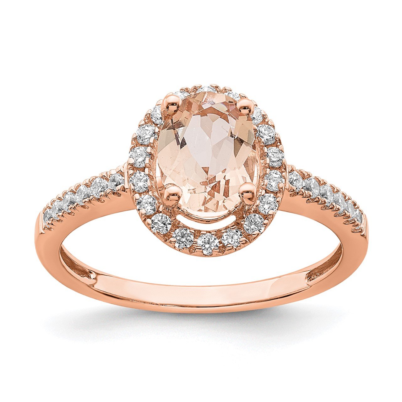 14k Rose Gold Morganite and Diamond Eng Ring