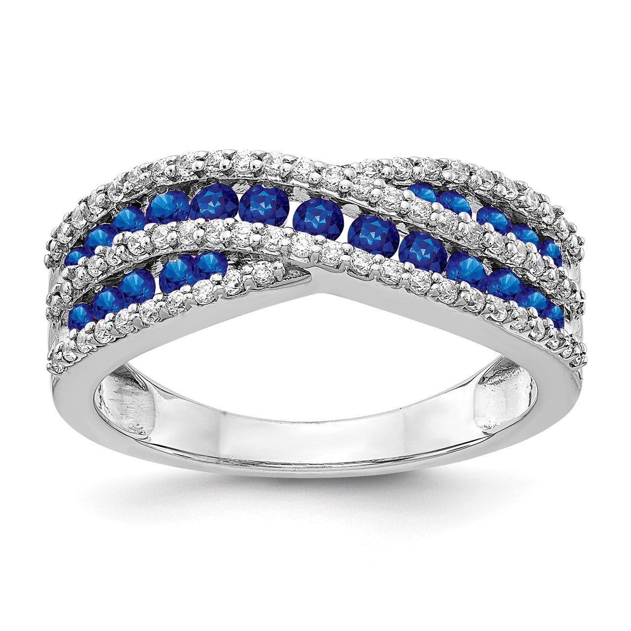 14k White Gold Diamond and Sapphire Fancy Ring