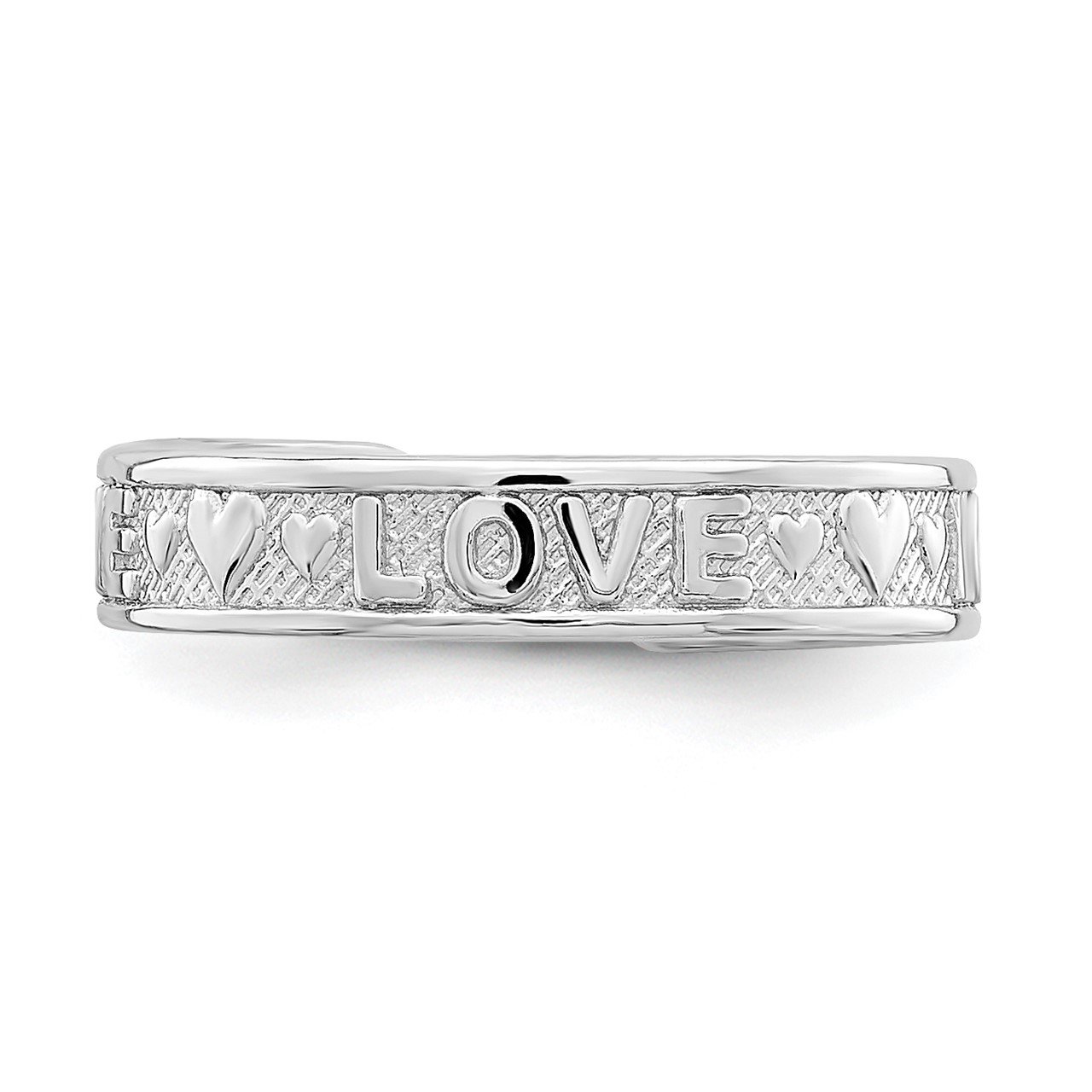 14K White Gold Polished LOVE and Hearts Toe Ring-4