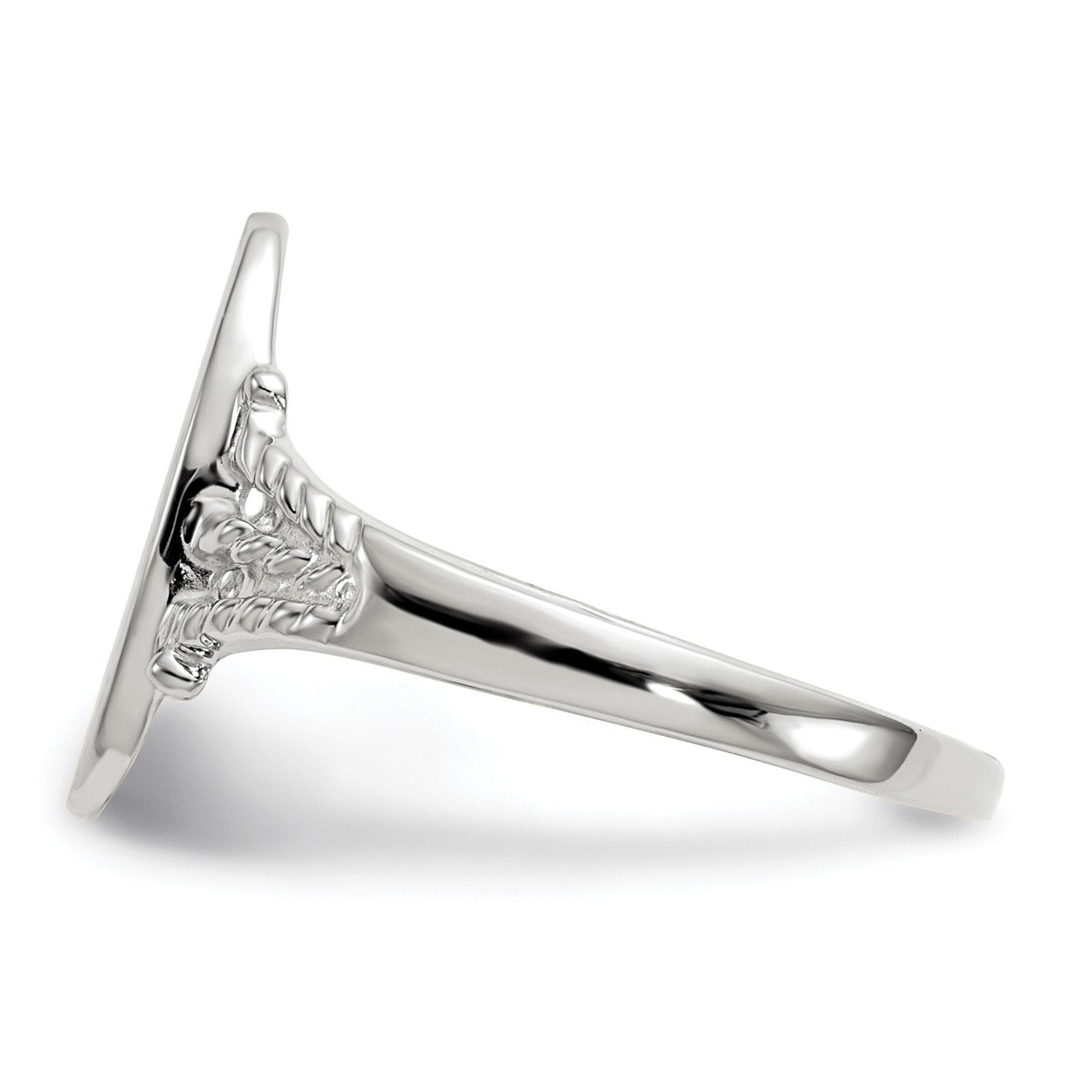 14k White Gold 13.5x8.5mm Closed Back Signet Ring-2