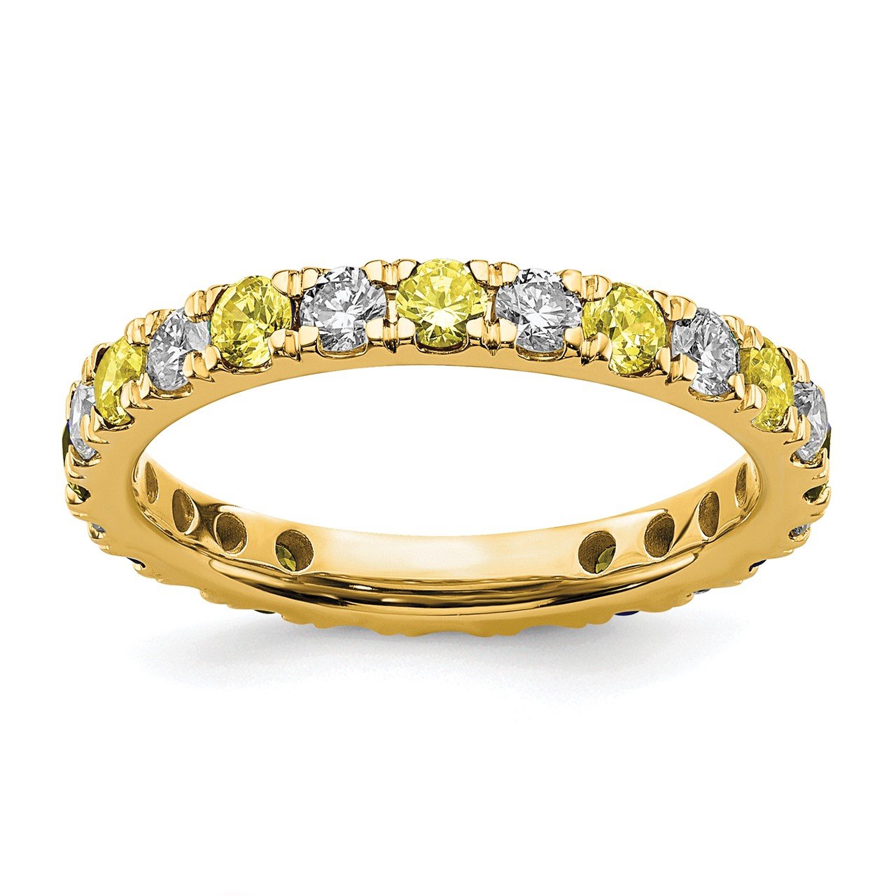 14k Lab Grown Diamond SI1/SI2 G H I and Created Yellow Sapphire Eternity Band