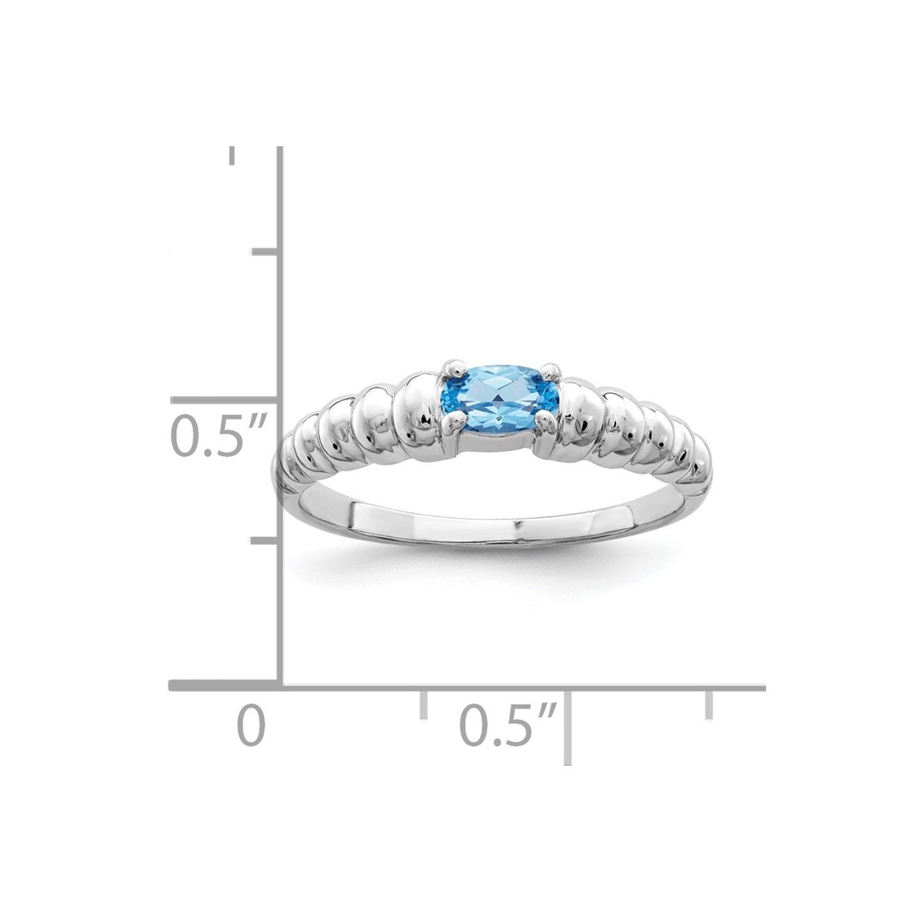 14k White Gold Blue Topaz Ring-2