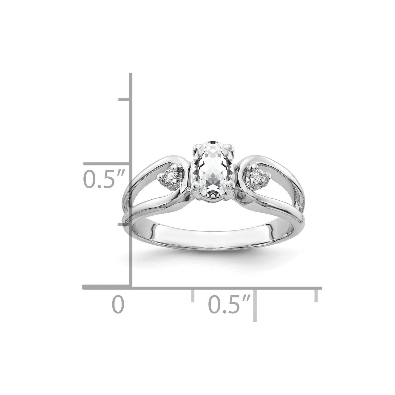 14k White Gold 6x4mm Oval Cubic Zirconia VS Diamond ring-1