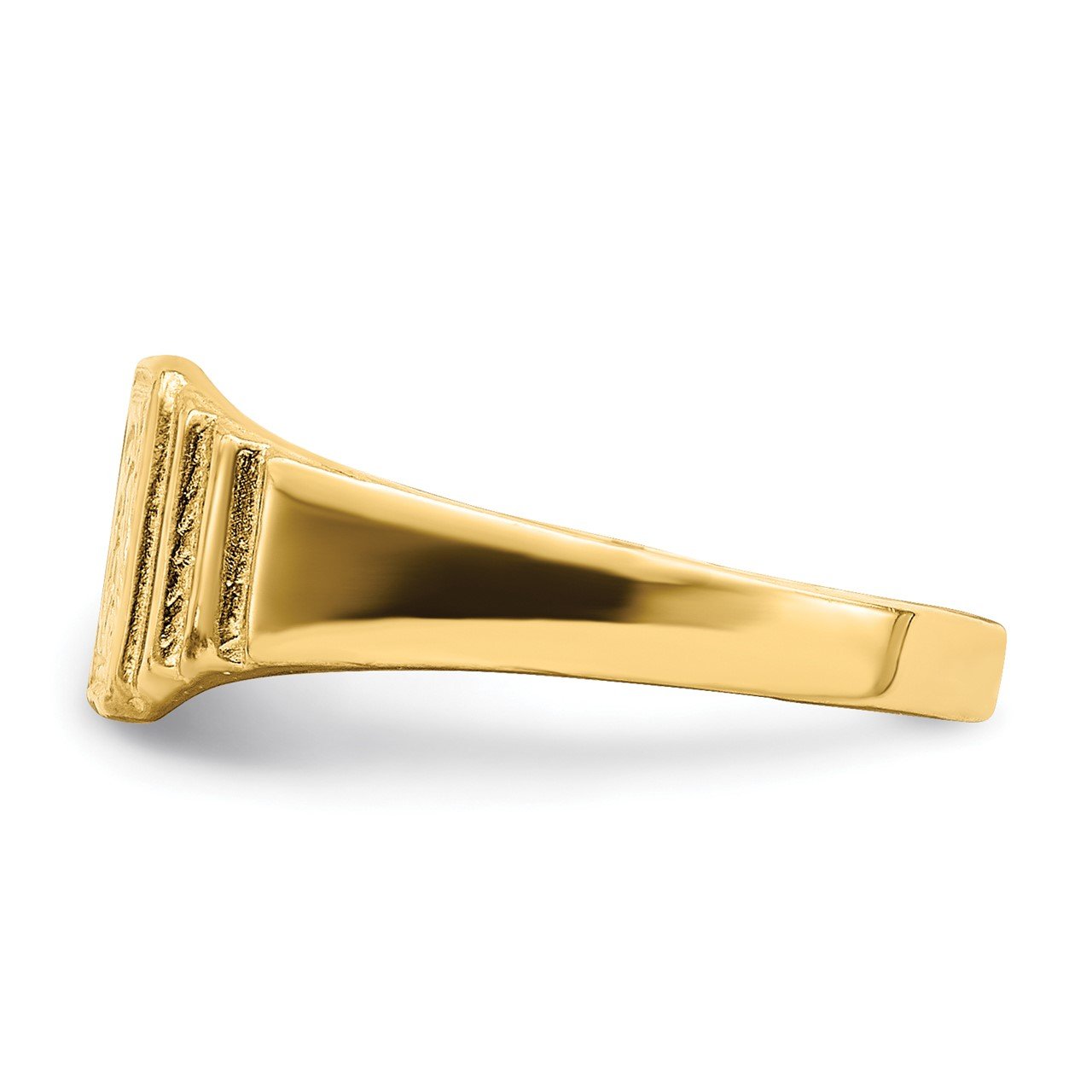 14k Flower Engraved Square Baby Signet Ring-3