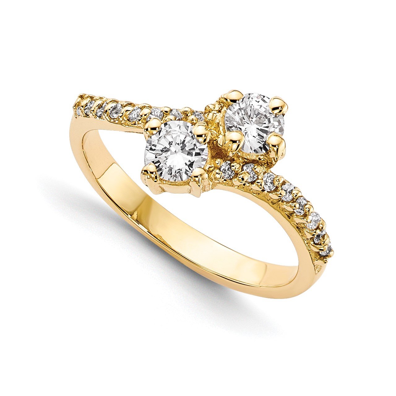 14KY AAA Diamond 2-stone Ring Semi-Mount - 3.1 mm center stones-1