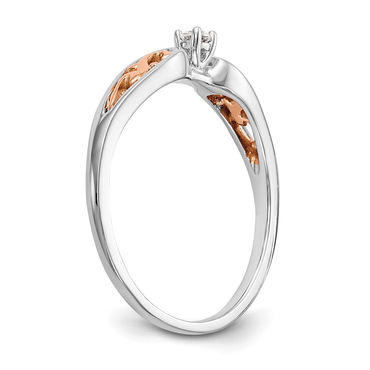 14K White Gold and Rose Gold Comp. Diamond Promise/Engagement Ring-5