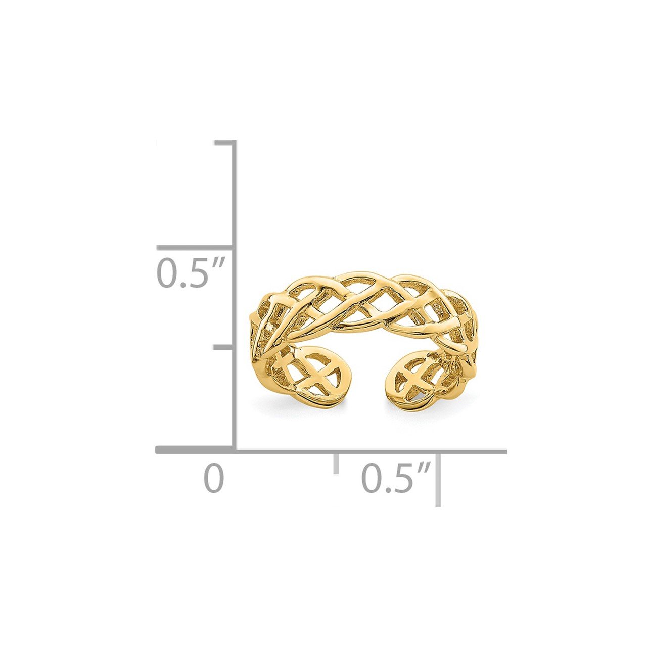 14K Polished Braided Toe Ring-2