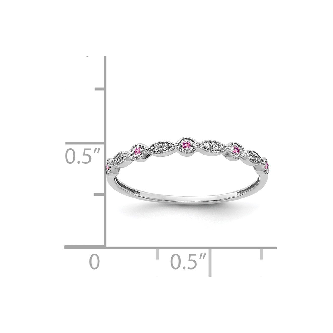 14k White Gold Diamond and Pink Sapphire Fancy Band-2