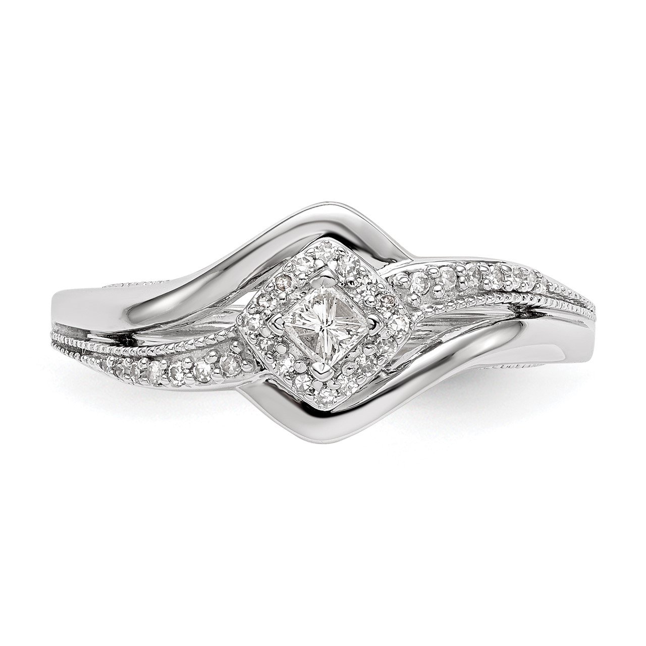 14K White Gold Complete Diamond Promise/Engagement Ring-3