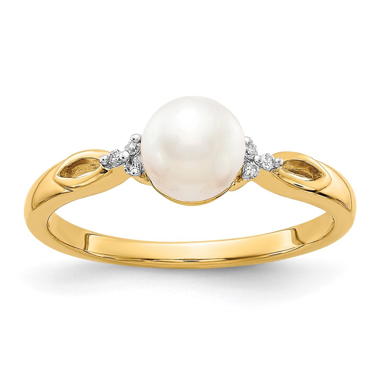 14k FW Cultured Pearl and Diamond Ring