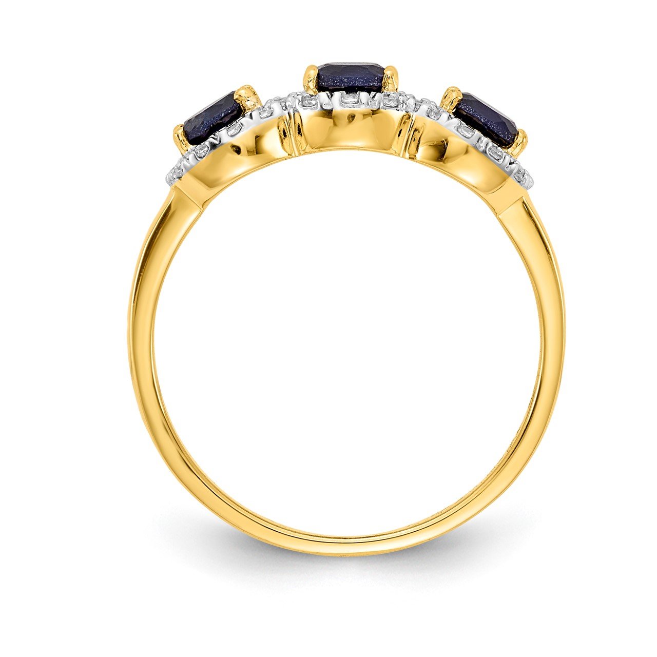 14k Sapphire and Diamond 3-Stone Ring-1