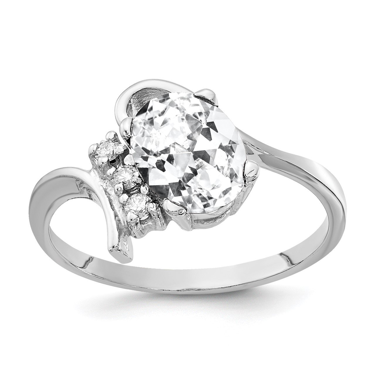 14k White Gold 8x6mm Oval Cubic Zirconia VS Diamond Ring