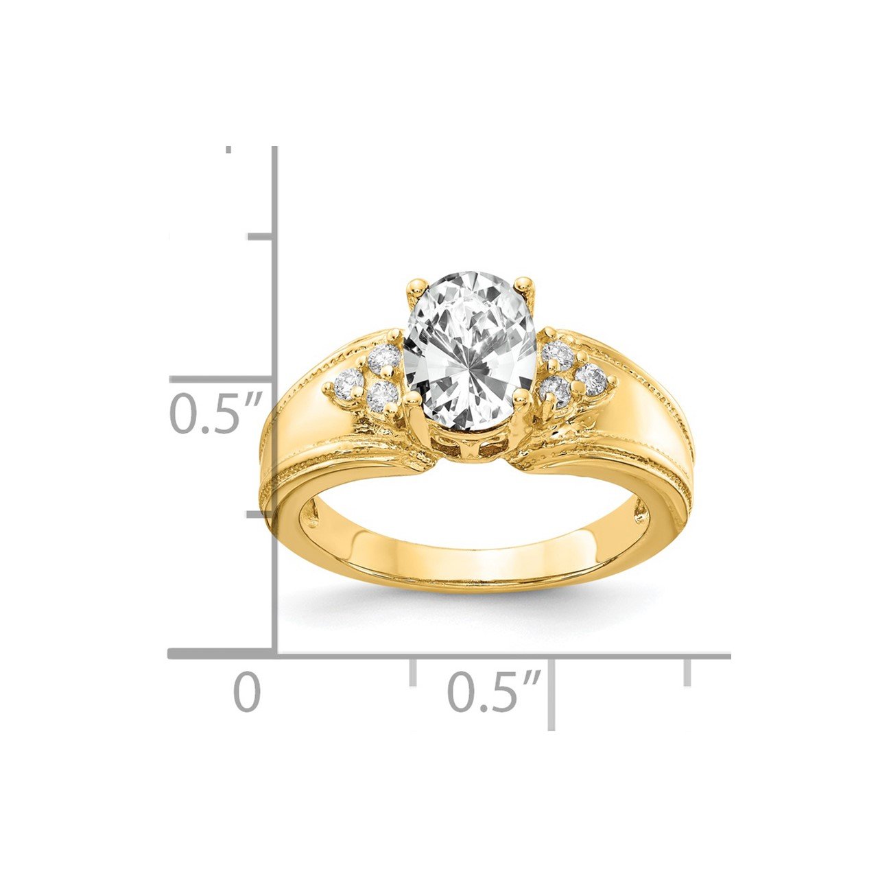 14k 8x6mm Oval Cubic Zirconia VS Diamond Ring-1