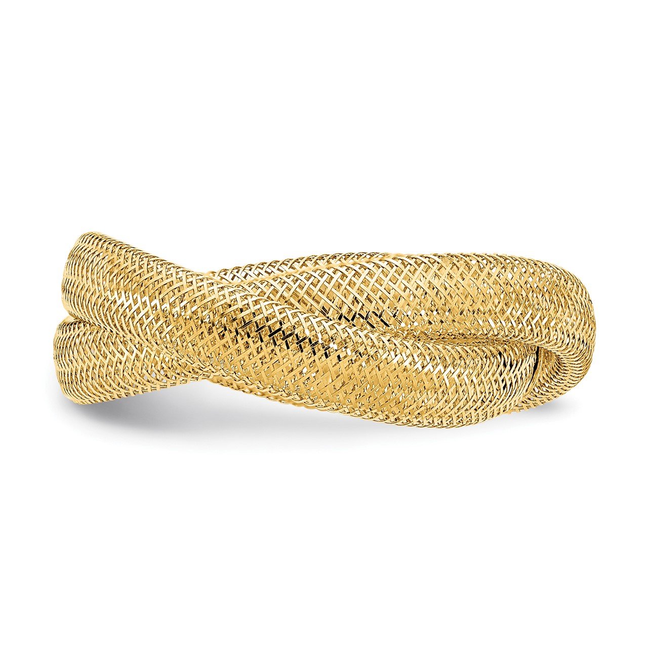 14K Gold Twisted Woven Mesh Stretch Ring-2