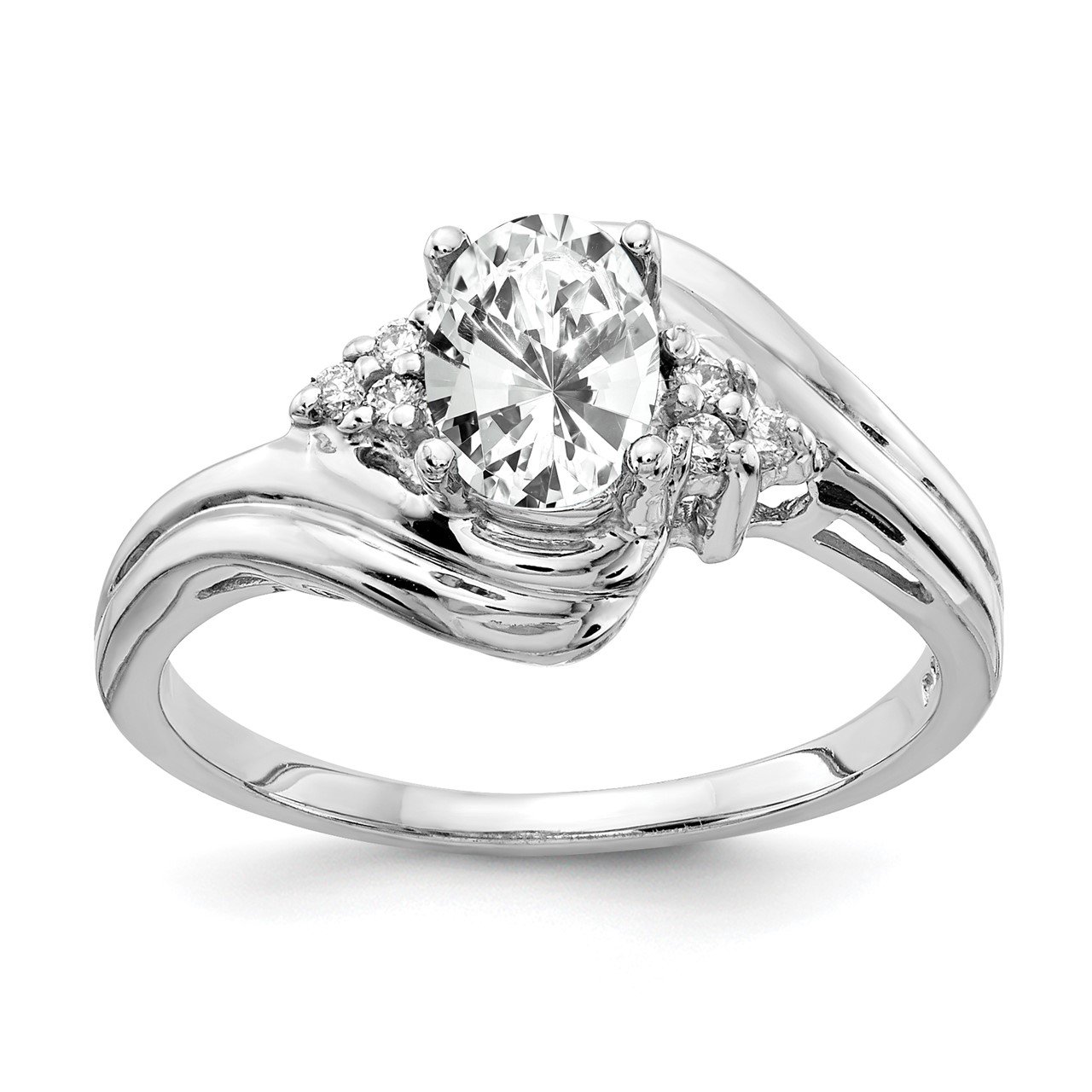 14k White Gold 7x5mm Oval Cubic Zirconia VS Diamond Ring