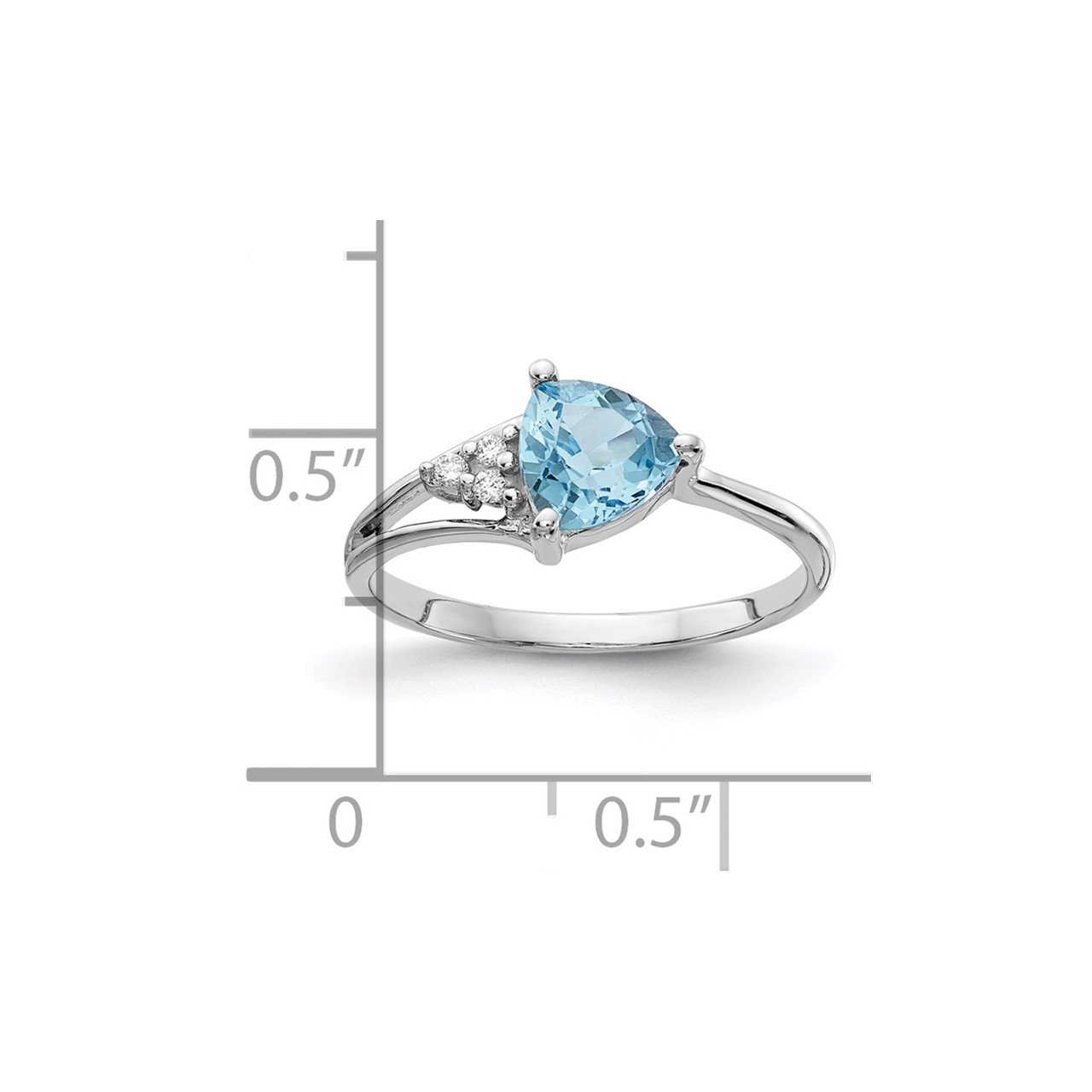 14k White Gold 6mm Blue Topaz AA Diamond ring-2