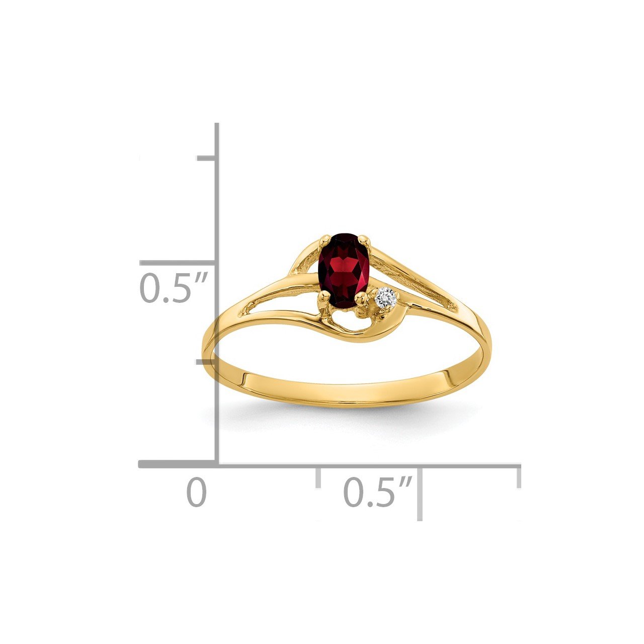 14k 5x3mm Oval Garnet A Diamond ring-1