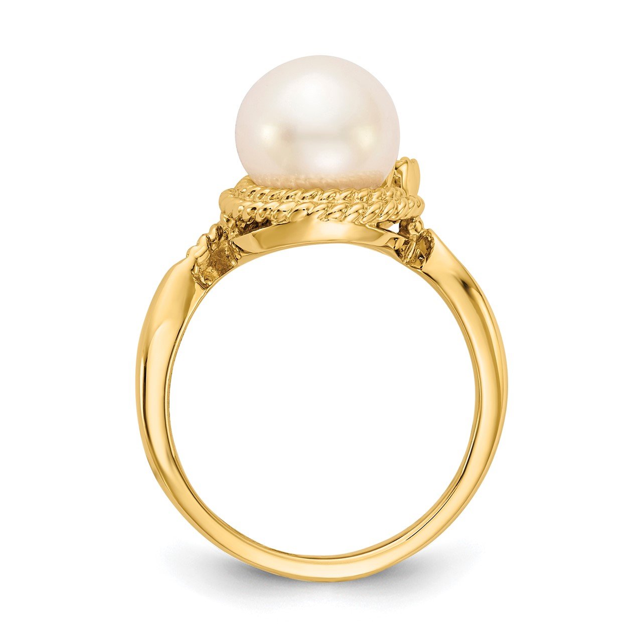 14k 8.5mm FW Cultured Pearl AA Diamond ring-1