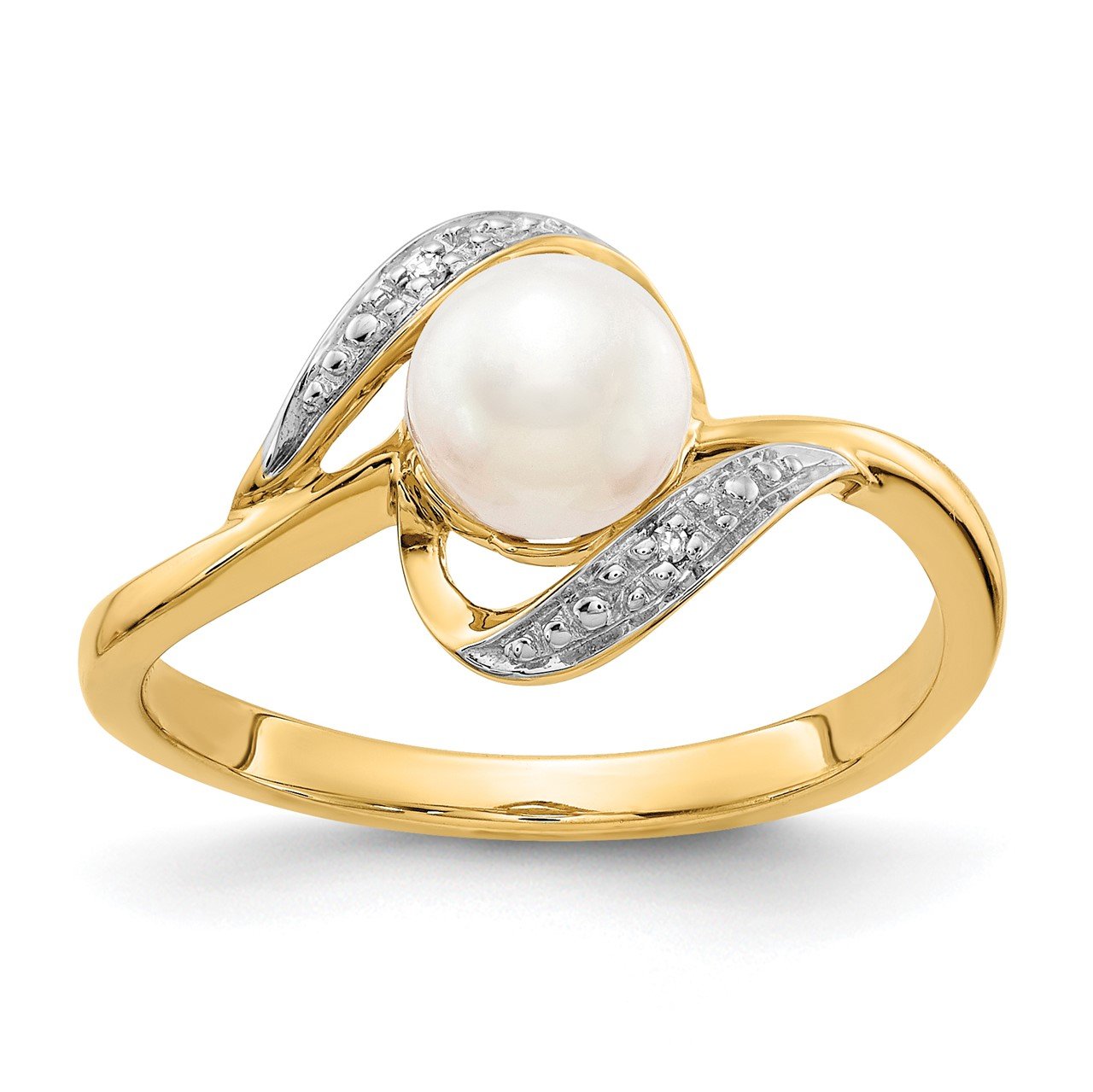 14k Diamond and FW Cultured Pearl Ring