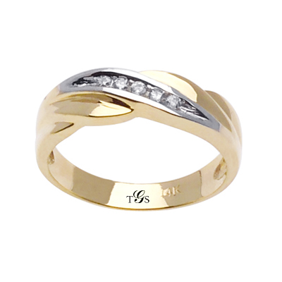 14k  Two Tone Gold Diamond Band