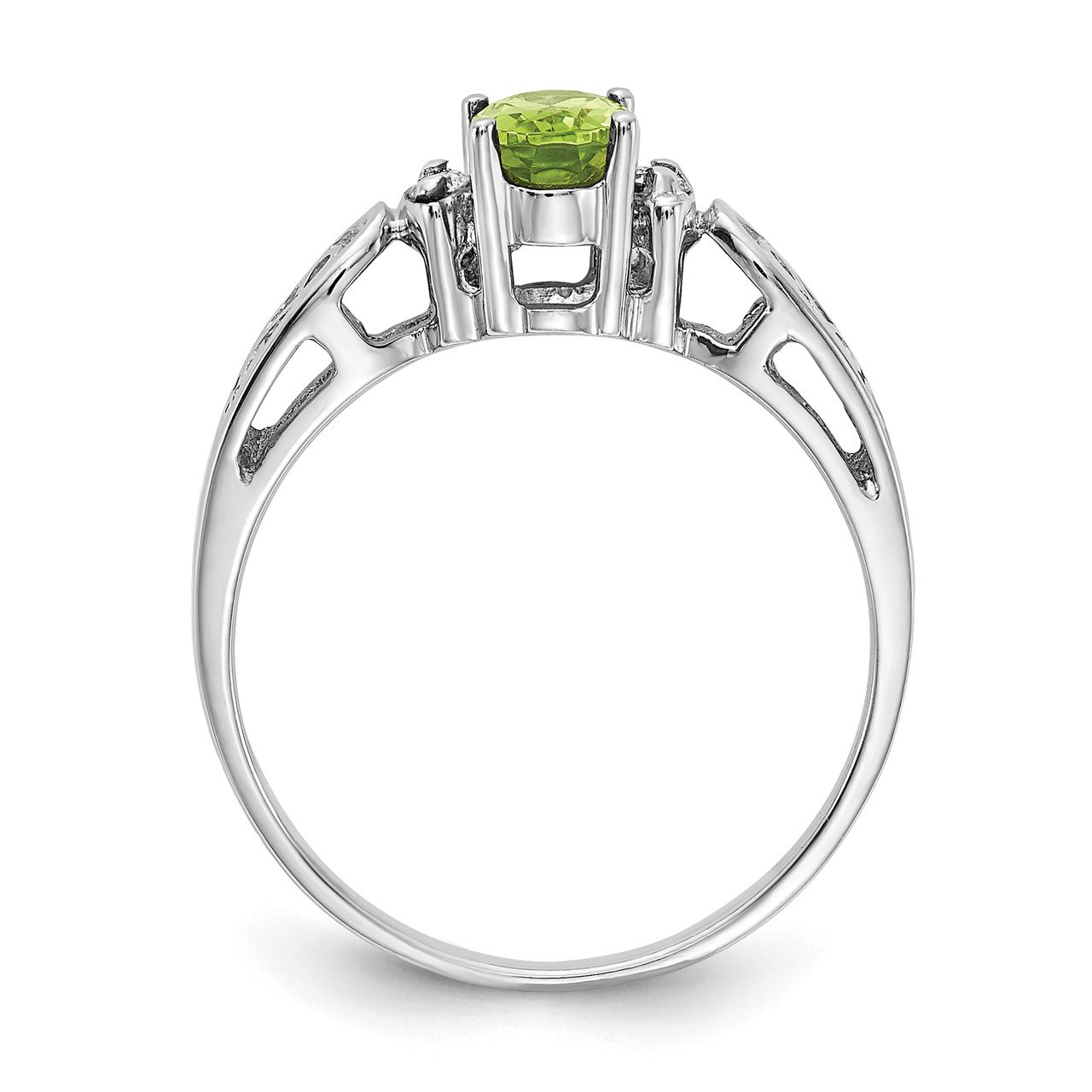 14k White Gold 6x4mm Oval Peridot AA Diamond ring-1