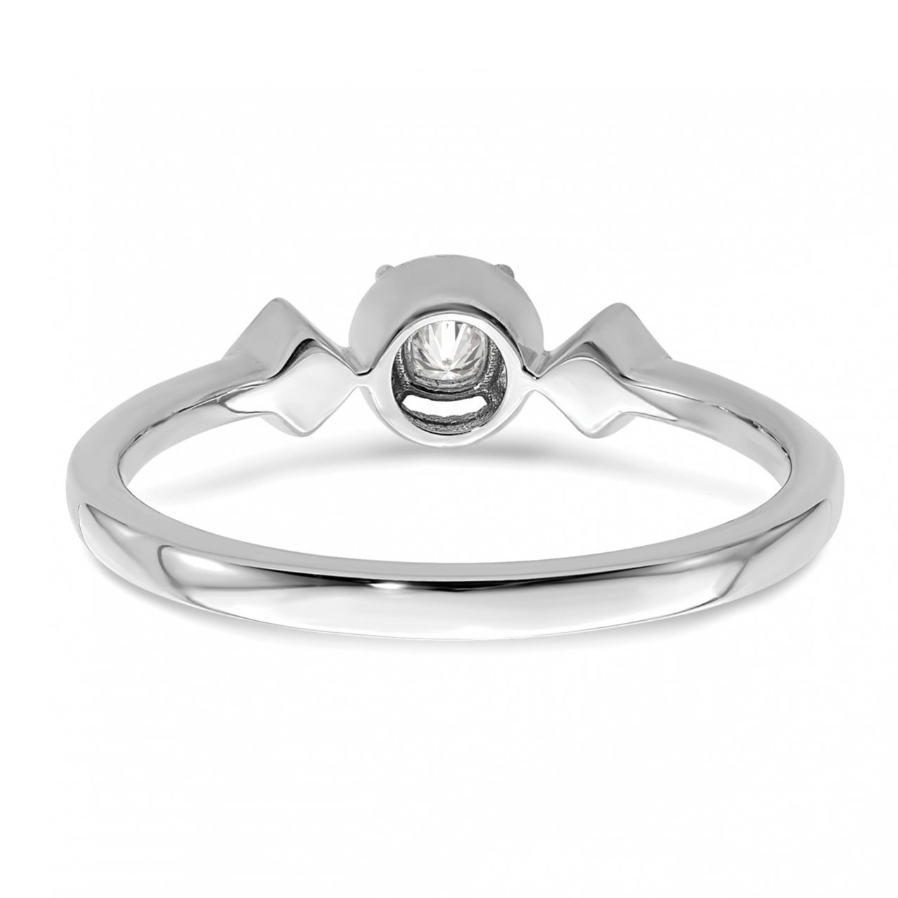 14k White Polish Petite Beaded Edge Cushion Complete Dia Ring-4