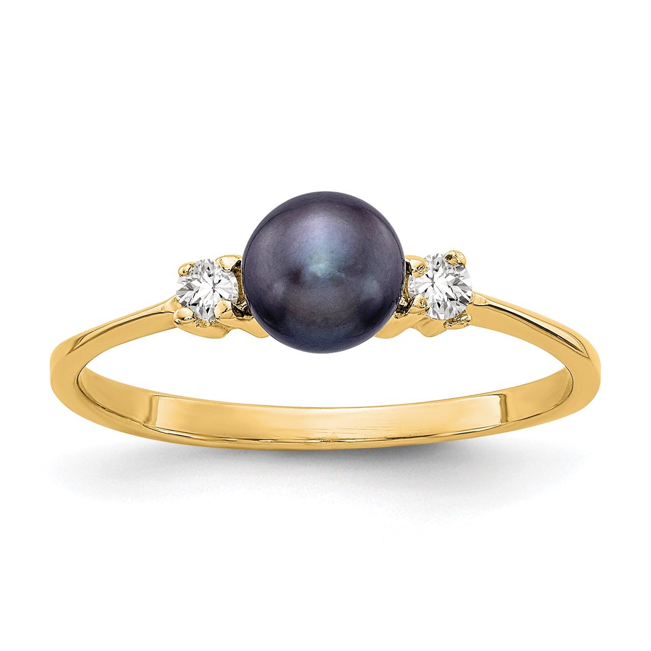 14k 5mm Black FW Cultured Pearl A Diamond ring