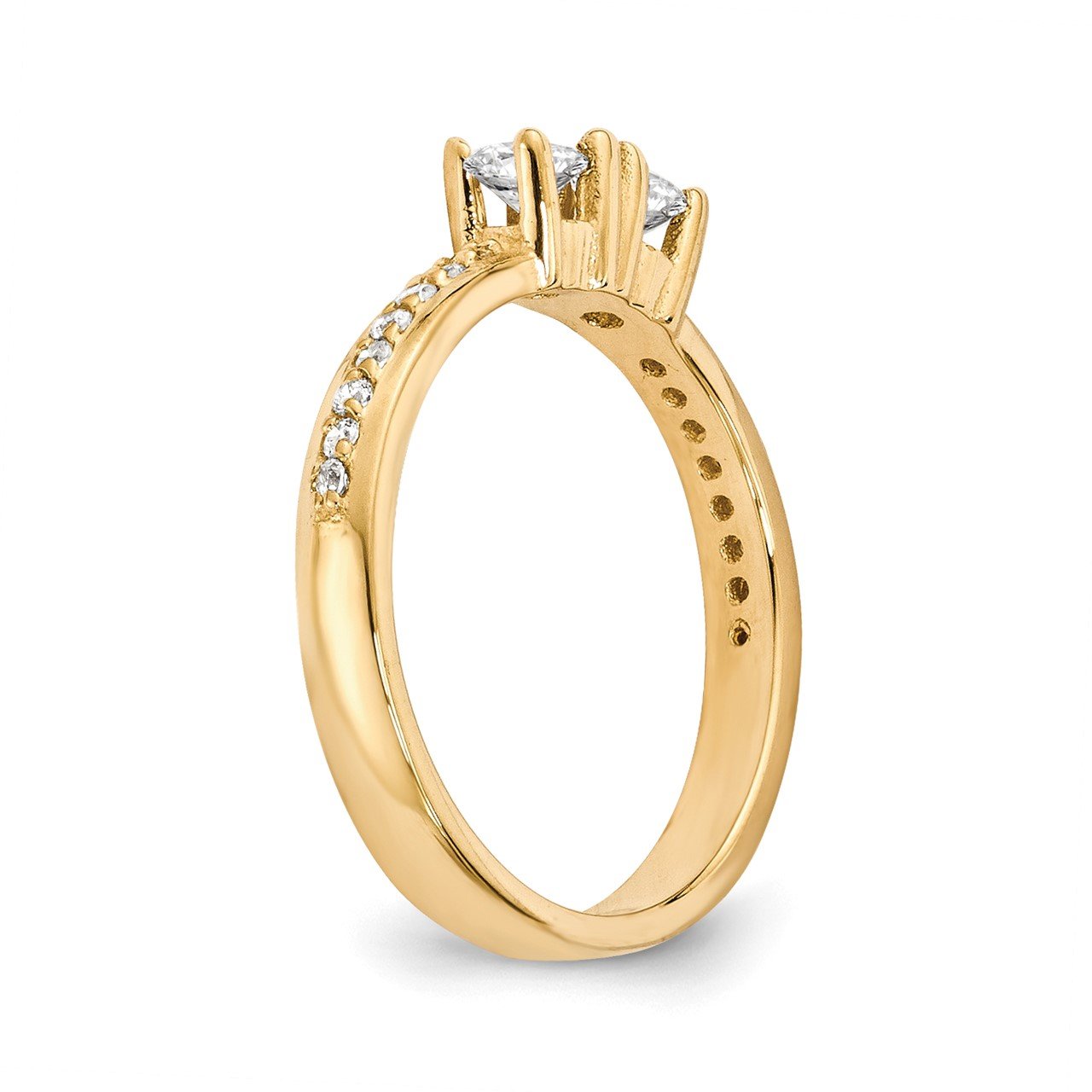 14ky AAA Diamond 2-stone Ring Semi-Mount - 2.7 mm center stones-5