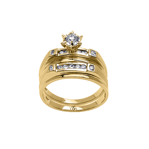 14k Yellow / White / Rose Gold Channel Set Natural Diamond Wedding Set (Center Stone Not Included)