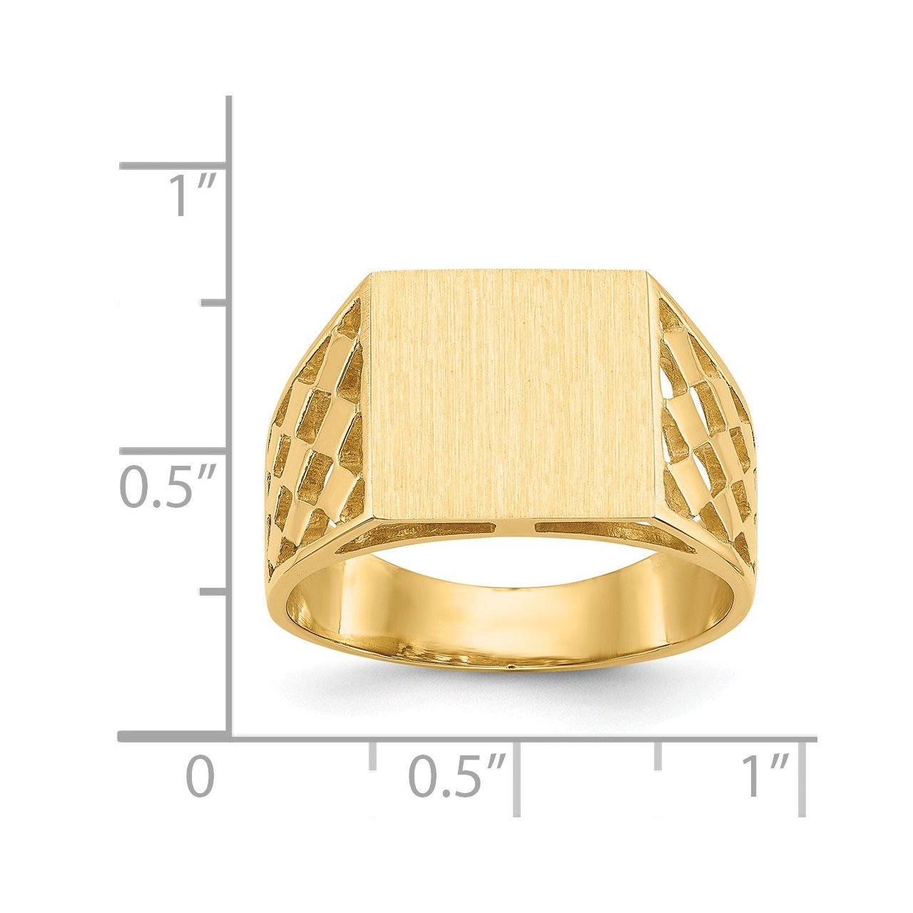 14k 12.0x12.5mm Open Back Men's Signet Ring-4