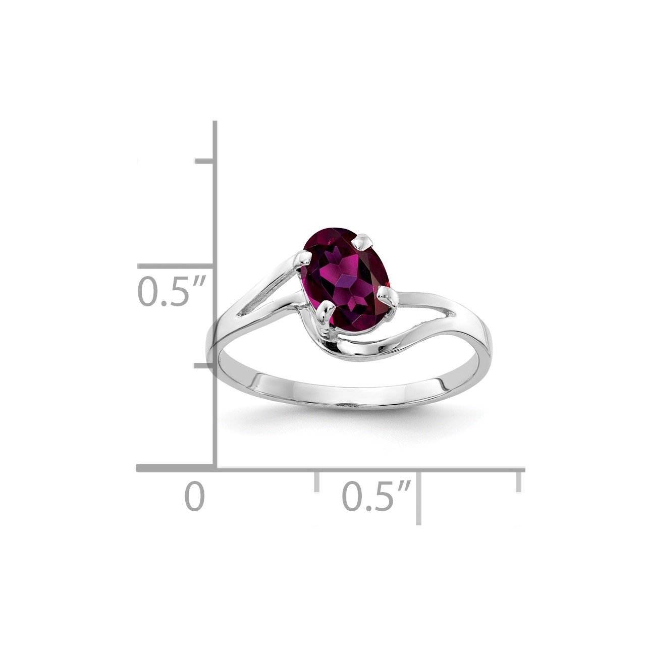 14k White Gold 7x5mm Oval Rhodolite Garnet ring-1