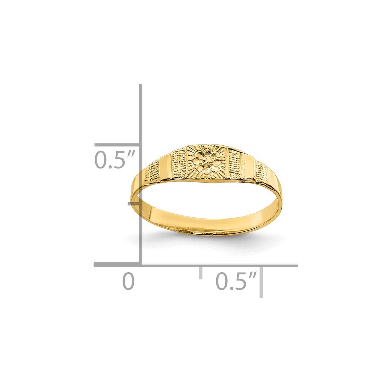 14k Flower Center Engraved Baby Band-1